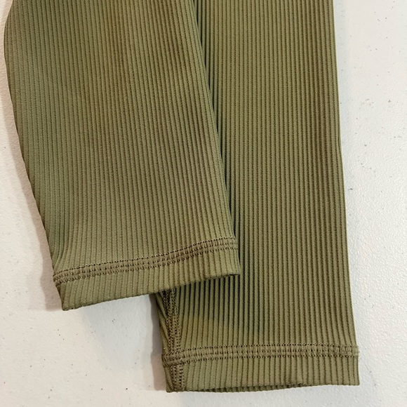 Athleta Leggings Womens Elation Rib Tight Mid Rise Athletic 24” Olive Green M - Picture 8 of 15